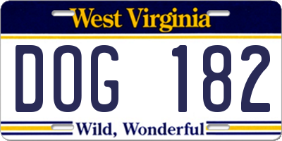 WV license plate DOG182