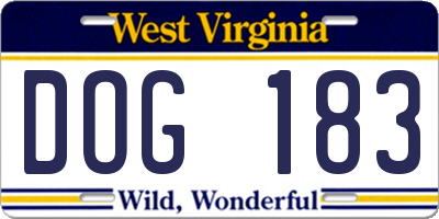 WV license plate DOG183