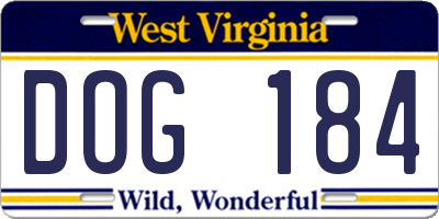 WV license plate DOG184