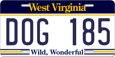 WV license plate DOG185