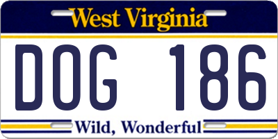 WV license plate DOG186