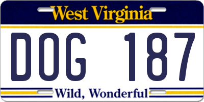 WV license plate DOG187