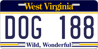 WV license plate DOG188