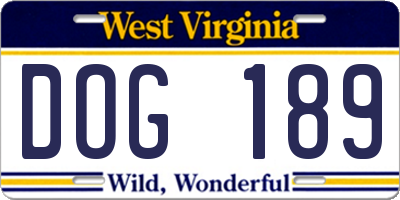 WV license plate DOG189