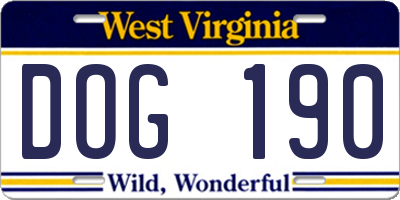 WV license plate DOG190