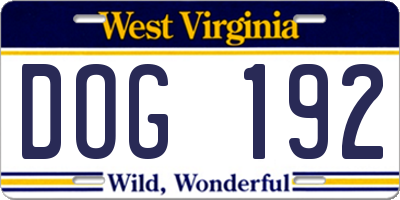 WV license plate DOG192