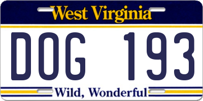 WV license plate DOG193