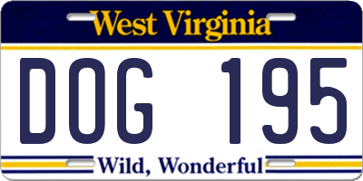WV license plate DOG195