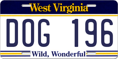 WV license plate DOG196