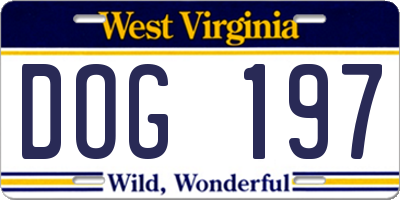 WV license plate DOG197