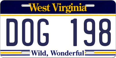 WV license plate DOG198