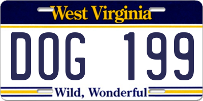 WV license plate DOG199