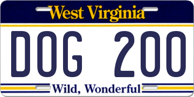 WV license plate DOG200