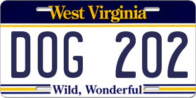 WV license plate DOG202