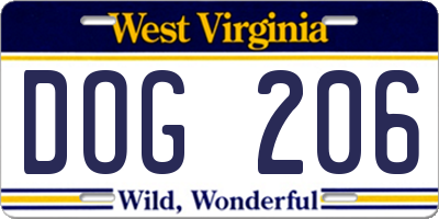 WV license plate DOG206