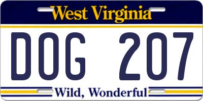 WV license plate DOG207
