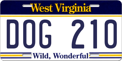 WV license plate DOG210