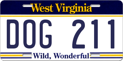 WV license plate DOG211