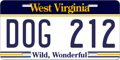 WV license plate DOG212
