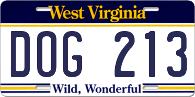 WV license plate DOG213