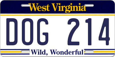 WV license plate DOG214