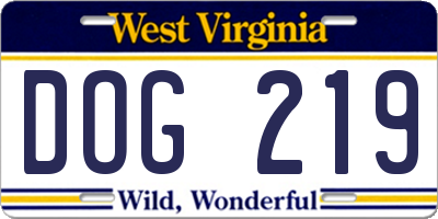 WV license plate DOG219