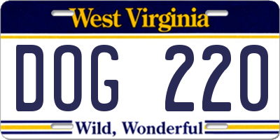 WV license plate DOG220