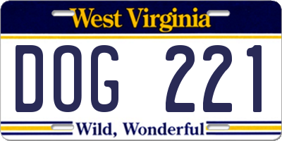 WV license plate DOG221