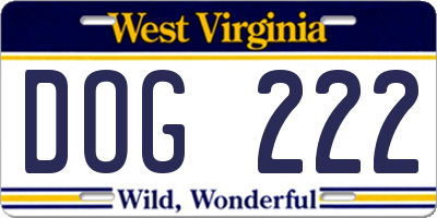 WV license plate DOG222