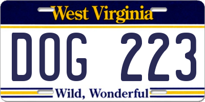 WV license plate DOG223