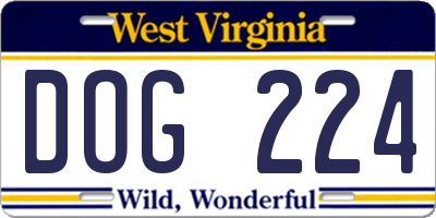 WV license plate DOG224
