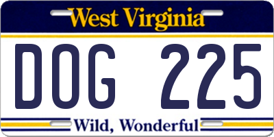 WV license plate DOG225