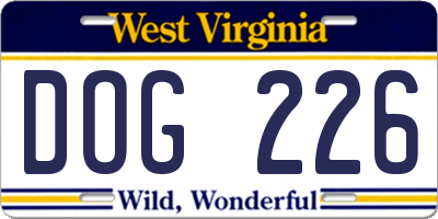 WV license plate DOG226