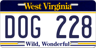 WV license plate DOG228