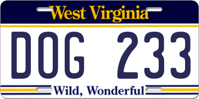 WV license plate DOG233