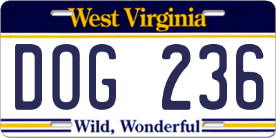 WV license plate DOG236