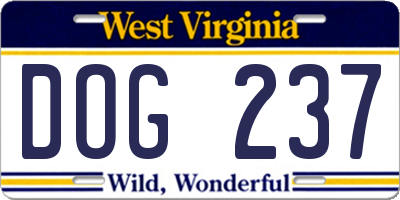 WV license plate DOG237