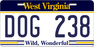 WV license plate DOG238