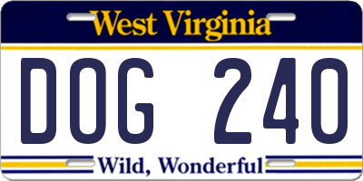 WV license plate DOG240