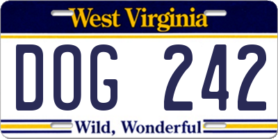 WV license plate DOG242