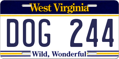 WV license plate DOG244