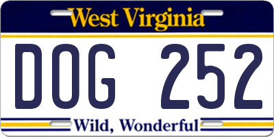 WV license plate DOG252