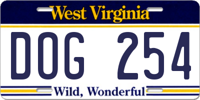 WV license plate DOG254