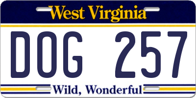 WV license plate DOG257