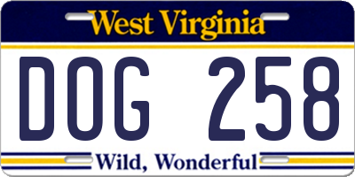 WV license plate DOG258