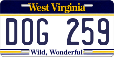 WV license plate DOG259