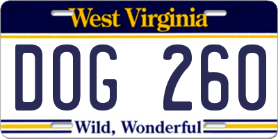 WV license plate DOG260