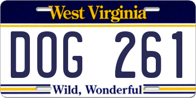 WV license plate DOG261