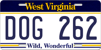 WV license plate DOG262