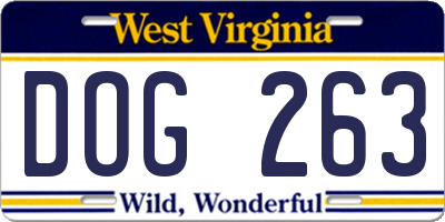 WV license plate DOG263